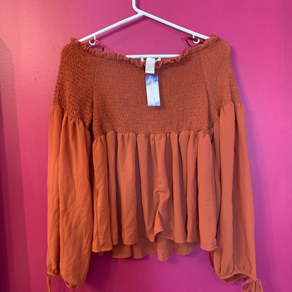 Siren Orange Smocked Blouse - Picture 1 of 1